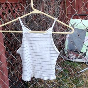 Chic White and Gray Striped Camisole